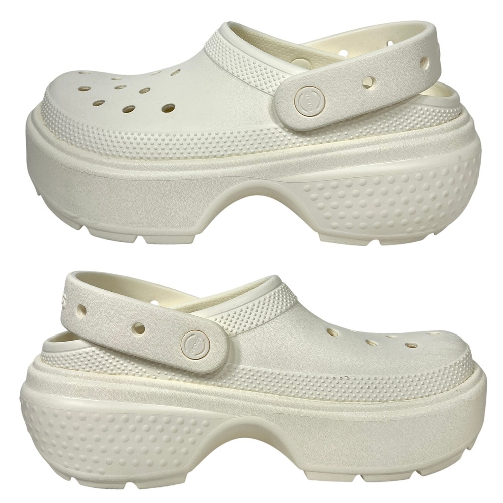 Crocs Stomp Platform Clog Women 9 Chalk Off-White Chunky Lug Sole Y2K‎ Gorpcore